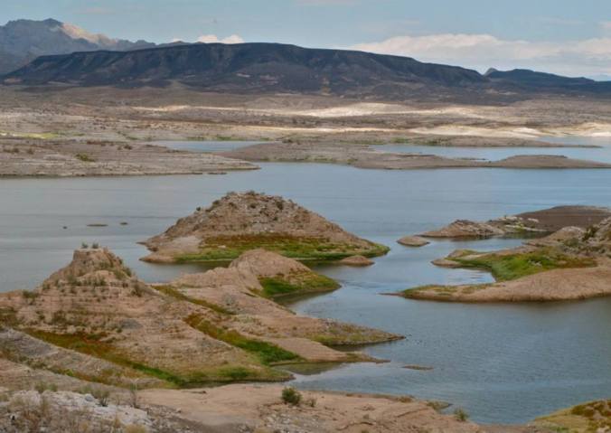 Islands that were once covered with water stand exposed at Lake Mead. Photo by A. La Canfora